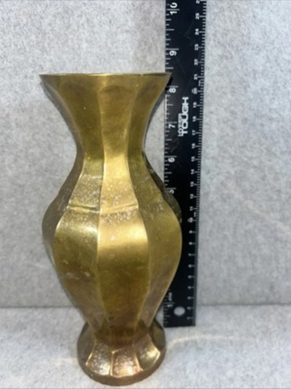 Vtg Solid Brass Vase 8.5